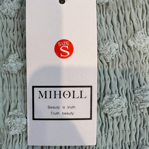 NWTs Women's Knee Dress Short Sleeve Lined Puff Detail Pastel Green Sm - Picture 4 of 6